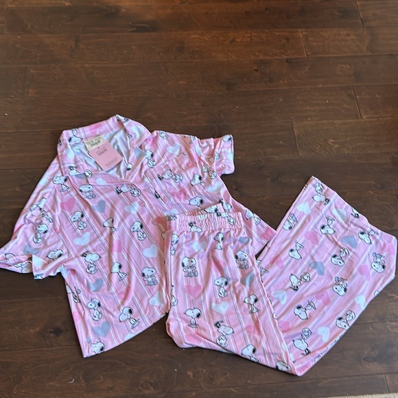 Munki Munki Snoopy Peanuts Pajama Set Womens Valentines Hearts New